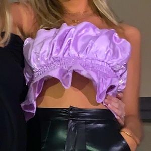 Purple Peplum Crop Top